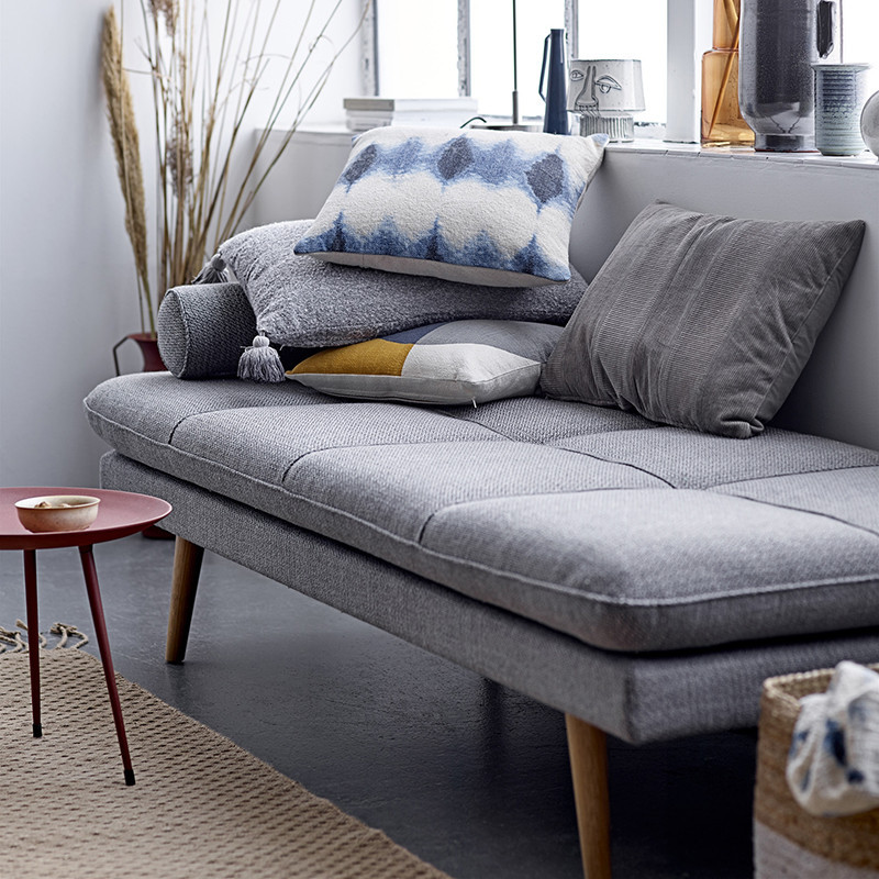 Méridienne scandinave en tissu gris Bloomingville - Grace 