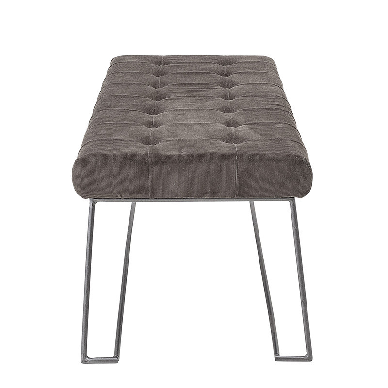 Banc entrée tissu capitonné marron pied métal traineau - Siria 
