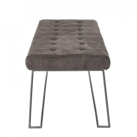 Banc entrée tissu capitonné marron pied métal traineau - Siria 