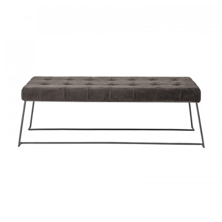 Banc d'entrée en tissu capitonné marron pied métal