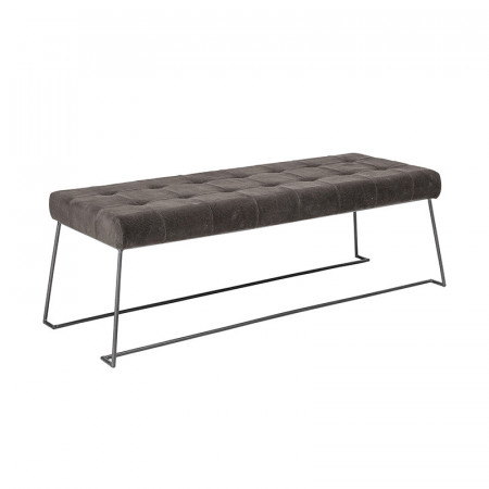 Banc entrée tissu capitonné marron pied métal traineau