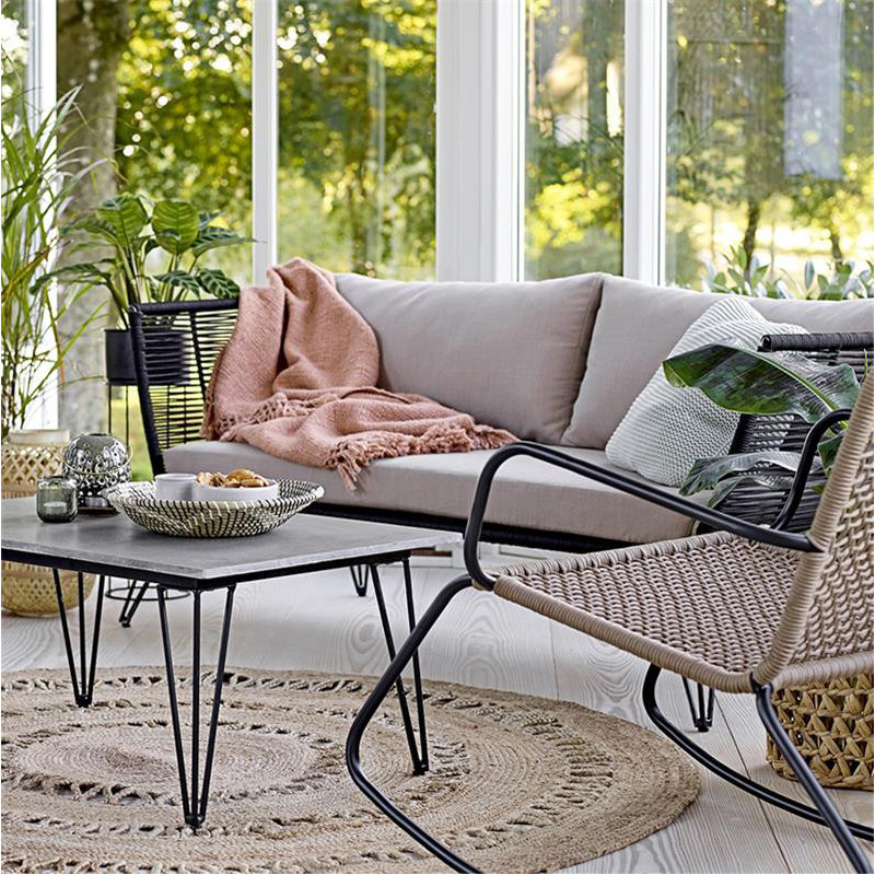 Canapé design de jardin noir et beige Bloomingville