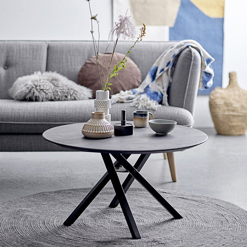 Canapé scandinave gris 2 places dossier capitonné