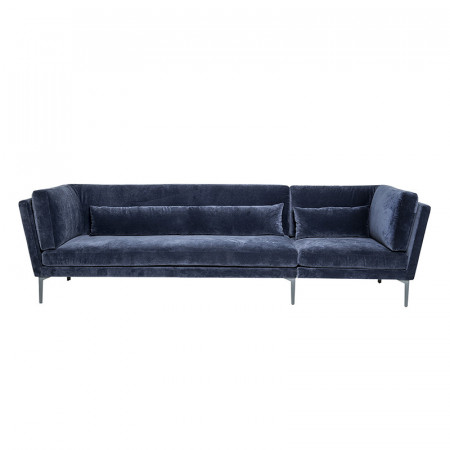 Canapé bleu design en velours 3 places Bloomingville