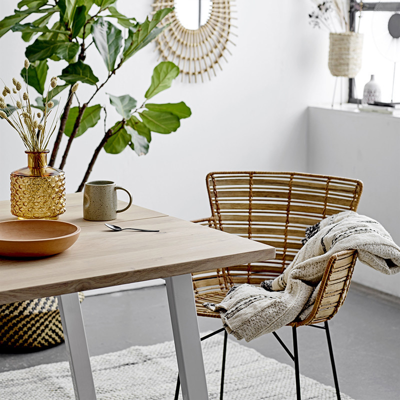 Chaise rotin design avec accoudoirs Bloomingville - Lena 
