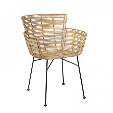 Chaise rotin design avec accoudoirs Bloomingville - Lena 