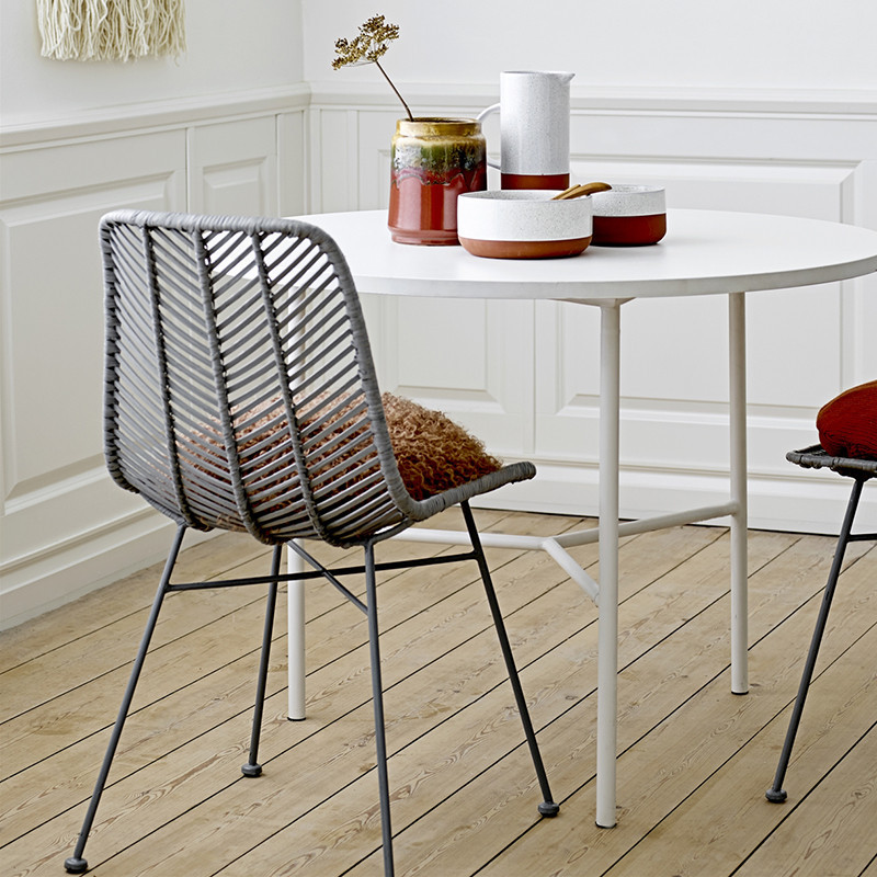 Chaise design grise en rotin tressé Bloomingville - Lena Chaise design grise en rotin tressé Bloomingville - Lena