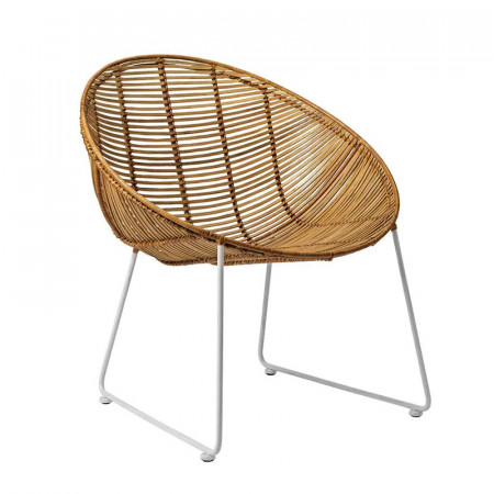 Chaise en rotin design pied métal blanc Bloomingville - Lena