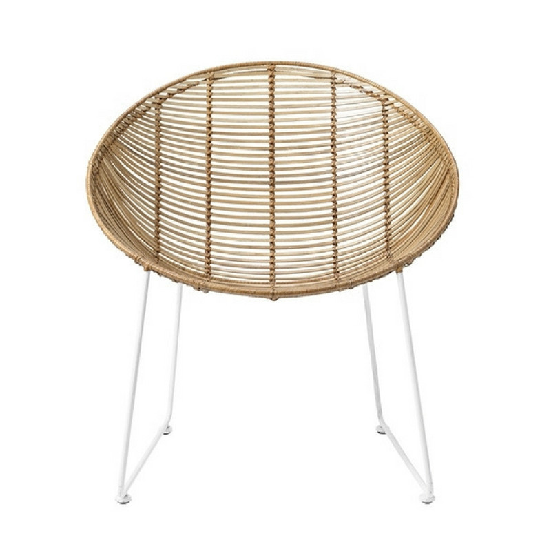 Chaise rotin design pied métal blanc Bloomingville