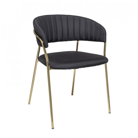 Chaise grise vintage avec accoudoirs pied doré Bloomingville - Jil