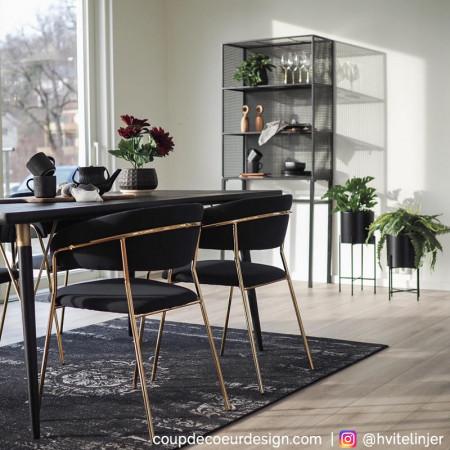 Chaise grise avec accoudoirs vintage pied doré Bloomingville