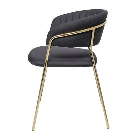 Chaise vintage grise avec accoudoirs pied doré