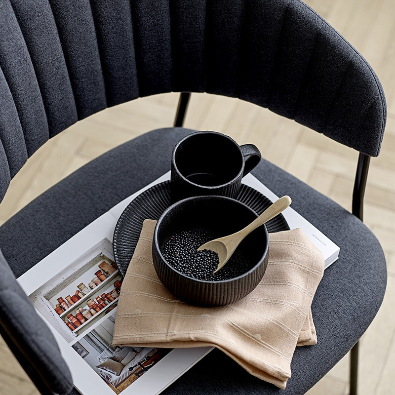 Chaise salle à manger grise design vintage avec accoudoirs