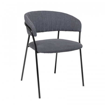 Chaise salle à manger grise vintage avec accoudoirs