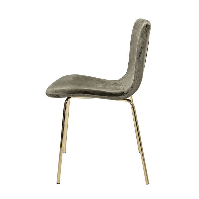 Chaise design velours vert pieds dorés Bloomingville - Fland 