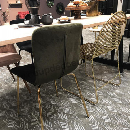 Chaise design velours vert pieds dorés Bloomingville - Fland