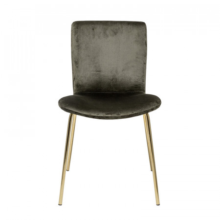 Chaise design velours vert pieds dorés Bloomingville - Fland 