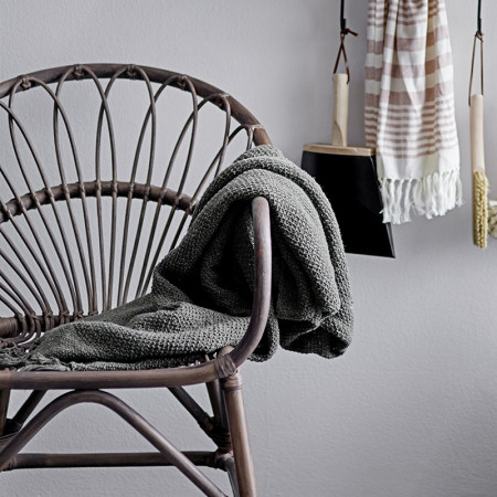 Plaid vert kaki en coton recyclé Bloomingville