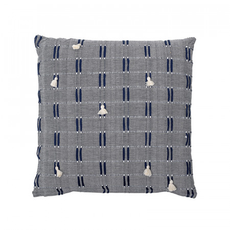 Coussin bleu avec déco pompons Bloomingville 50x50 - Céli 