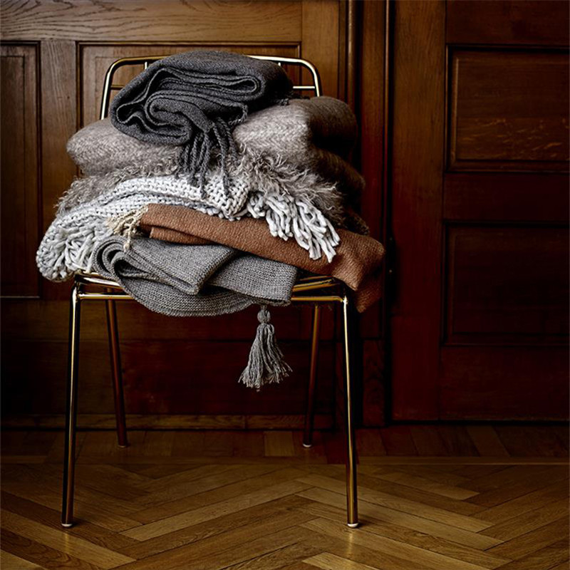 Plaid gris à franges Bloomingville - Grey 