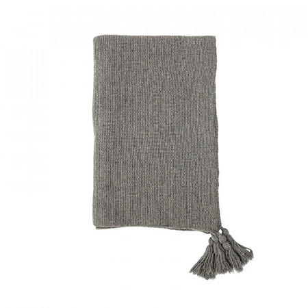 Plaid gris avec pompons Bloomingville - Glaya 