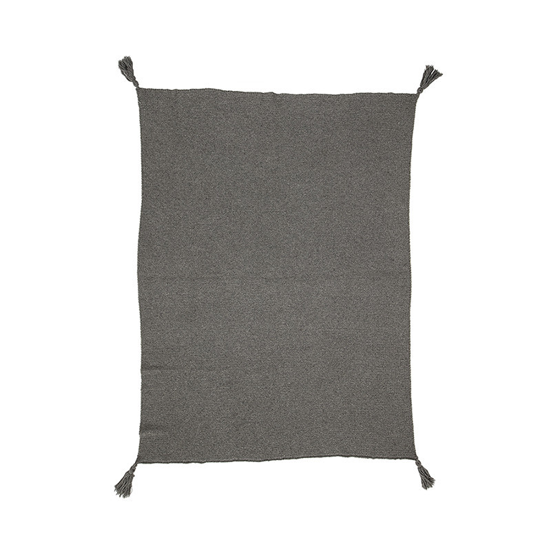 Plaid gris avec pompons Bloomingville - Glaya 