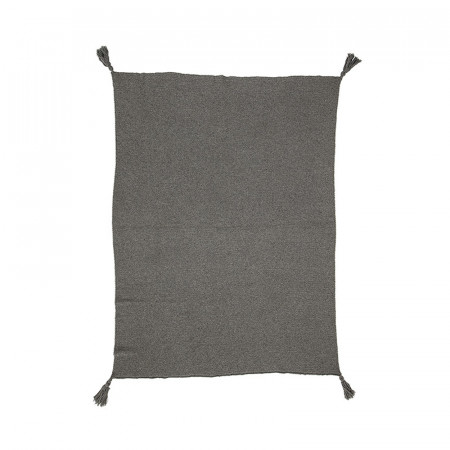Plaid gris avec pompons Bloomingville - Glaya 