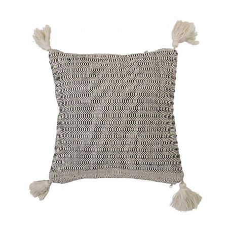Coussin ethnique noir et beige avec pompoms Bloomingville - Ethni 