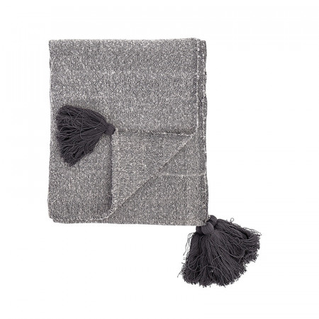 Plaid gris à pompoms Bloomingville - Ethni