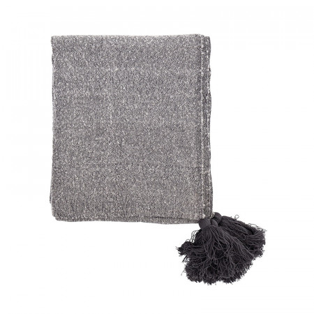 Plaid à pompoms gris Bloomingville - Ethni 