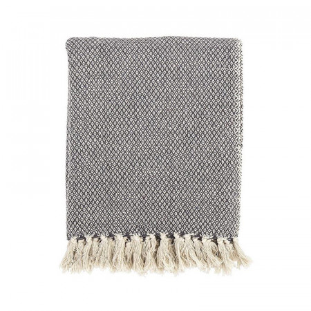 Plaid à franges gris et blanc Bloomingville - Ethni 