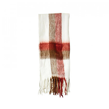 Plaid chaud rouge et blanc acrylique Bloomingville - Sola 