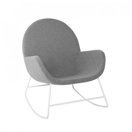 Rocking chair gris scandinave et pied métal blanc Bloomingville