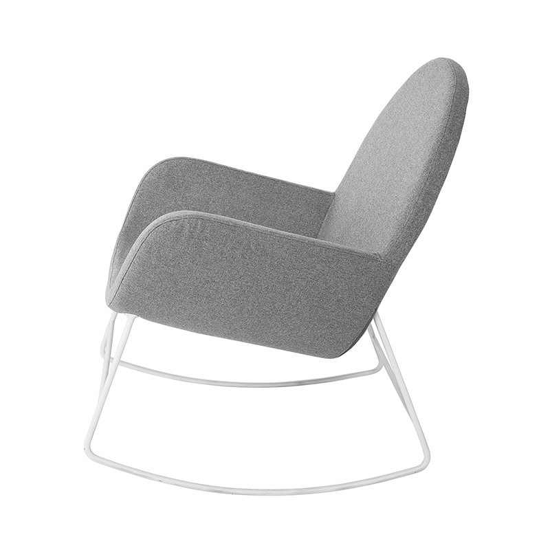 Rocking chair scandinave gris et pied métal blanc Bloomingville - Seaside 