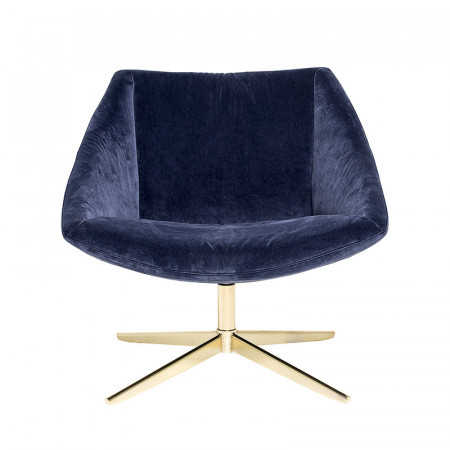 Fauteuil velours bleu pivotant pied doré Bloomingville style art déco