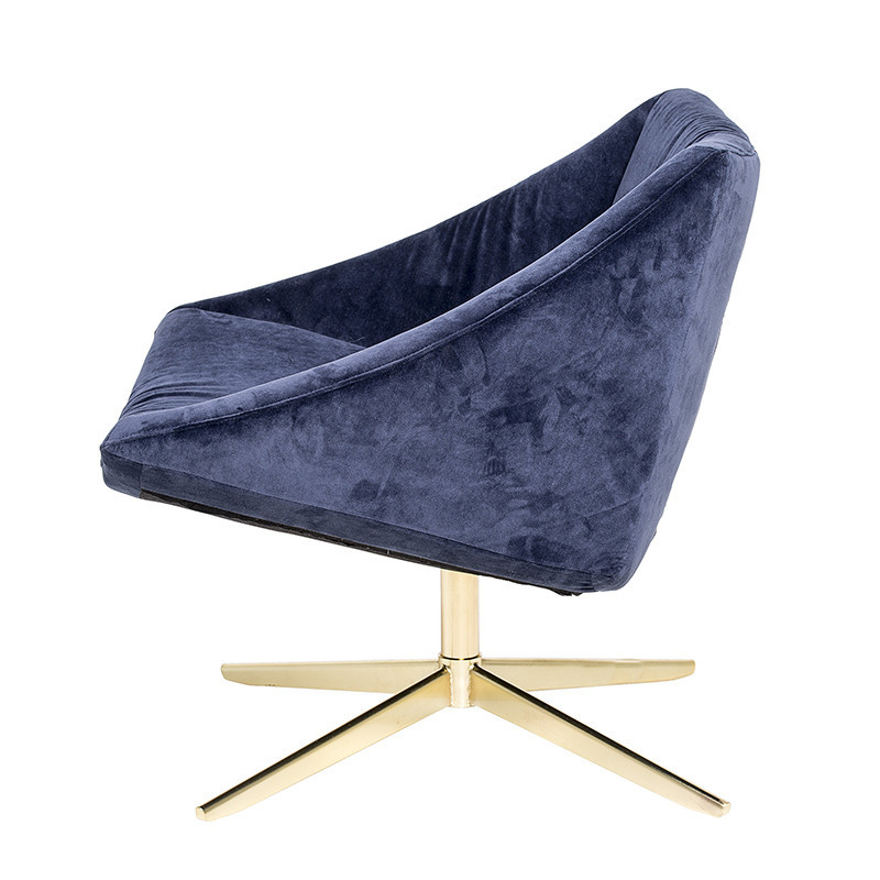 Fauteuil velours bleu pivotant pied doré Bloomingville - Sool 