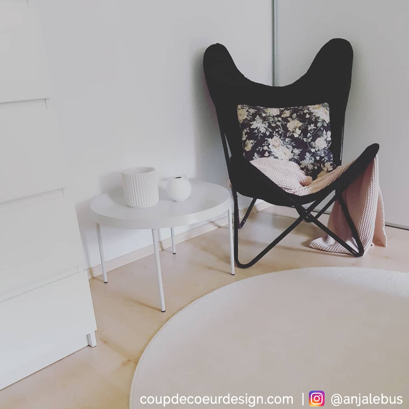 Fauteuil papillon en tissu noir Bloomingville - Butterfly