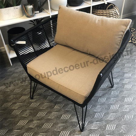 Fauteuil de jardin design beige et noir confortable Bloomingville