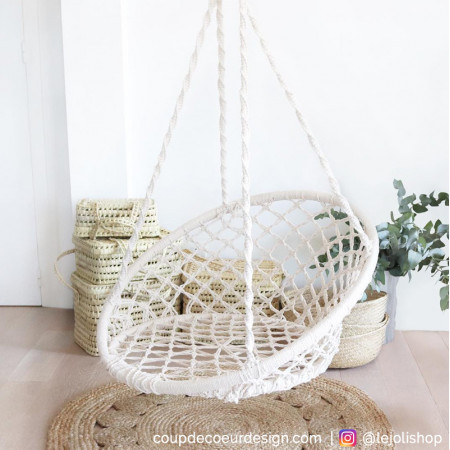 Chaise hamac suspendu blanc scandinave Bloomingville - Cozy