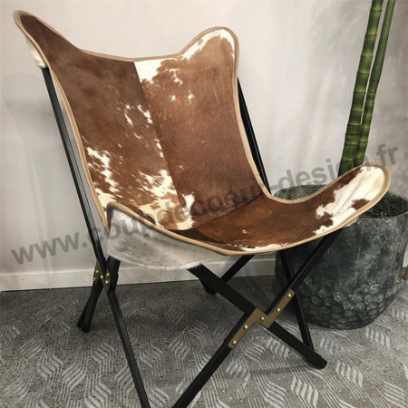 Fauteuil papillon design peau de vache Bloomingville