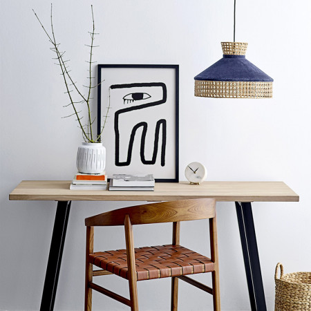 Chaise en cuir tressé marron design Bloomingville