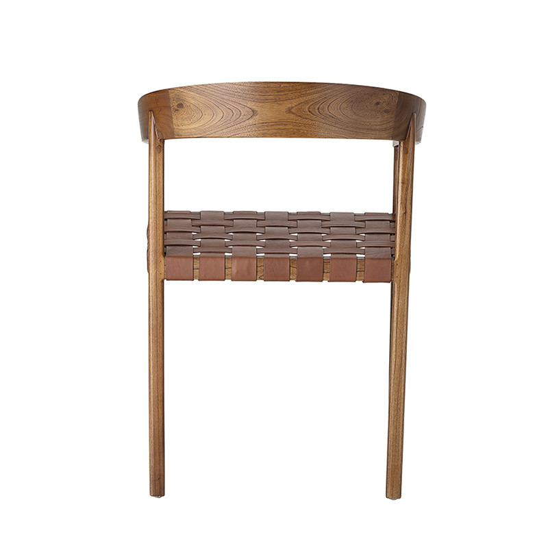 Chaise design en cuir tressé marron Bloomingville - Nels 