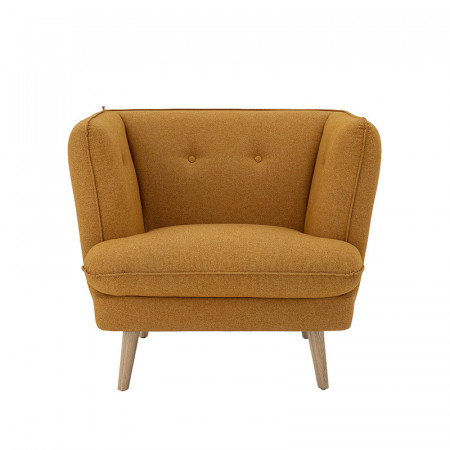 Fauteuil scandinave confortable jaune moutarde