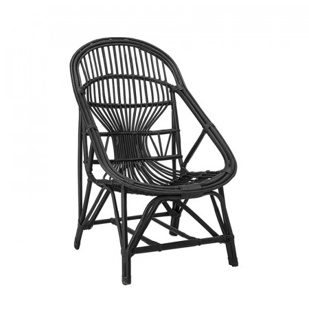 Fauteuil lounge en rotin noir vintage Bloomingville