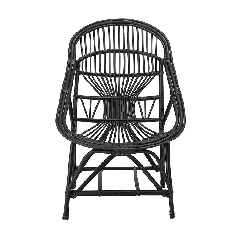 Fauteuil lounge vintage rotin noir Bloomingville