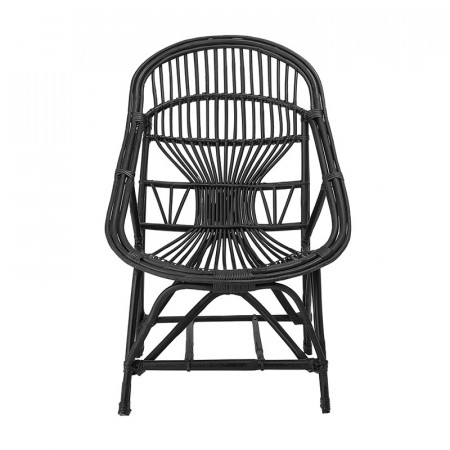 Fauteuil lounge vintage rotin noir Bloomingville