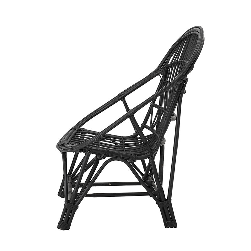 Fauteuil lounge en rotin noir design vintage Bloomingville