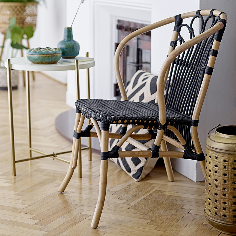 Chaise en rotin naturel et noir design - Lona