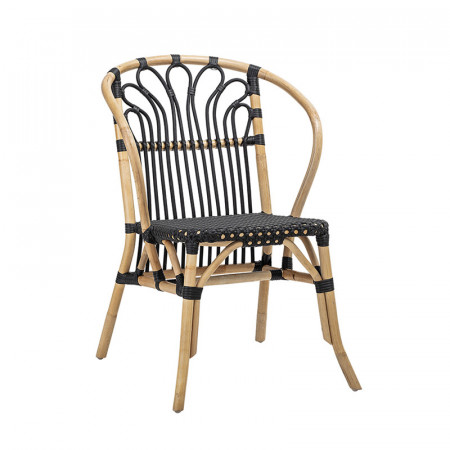 Chaise en rotin naturel et noir design