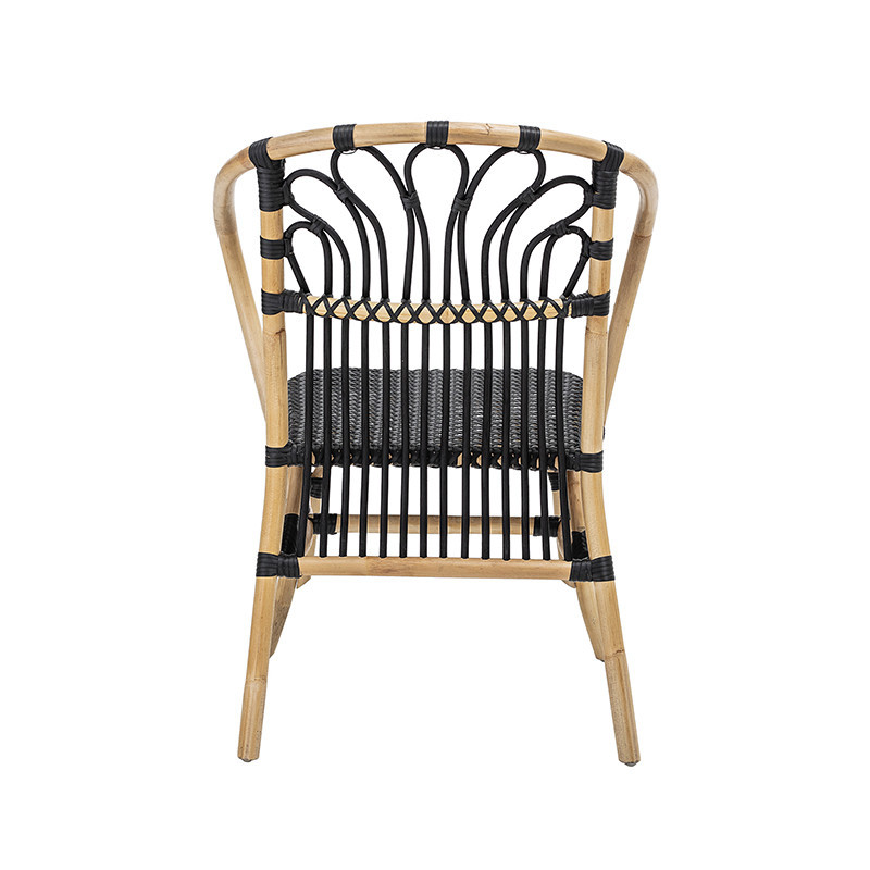 Chaise design rotin naturel et noir design - Lona